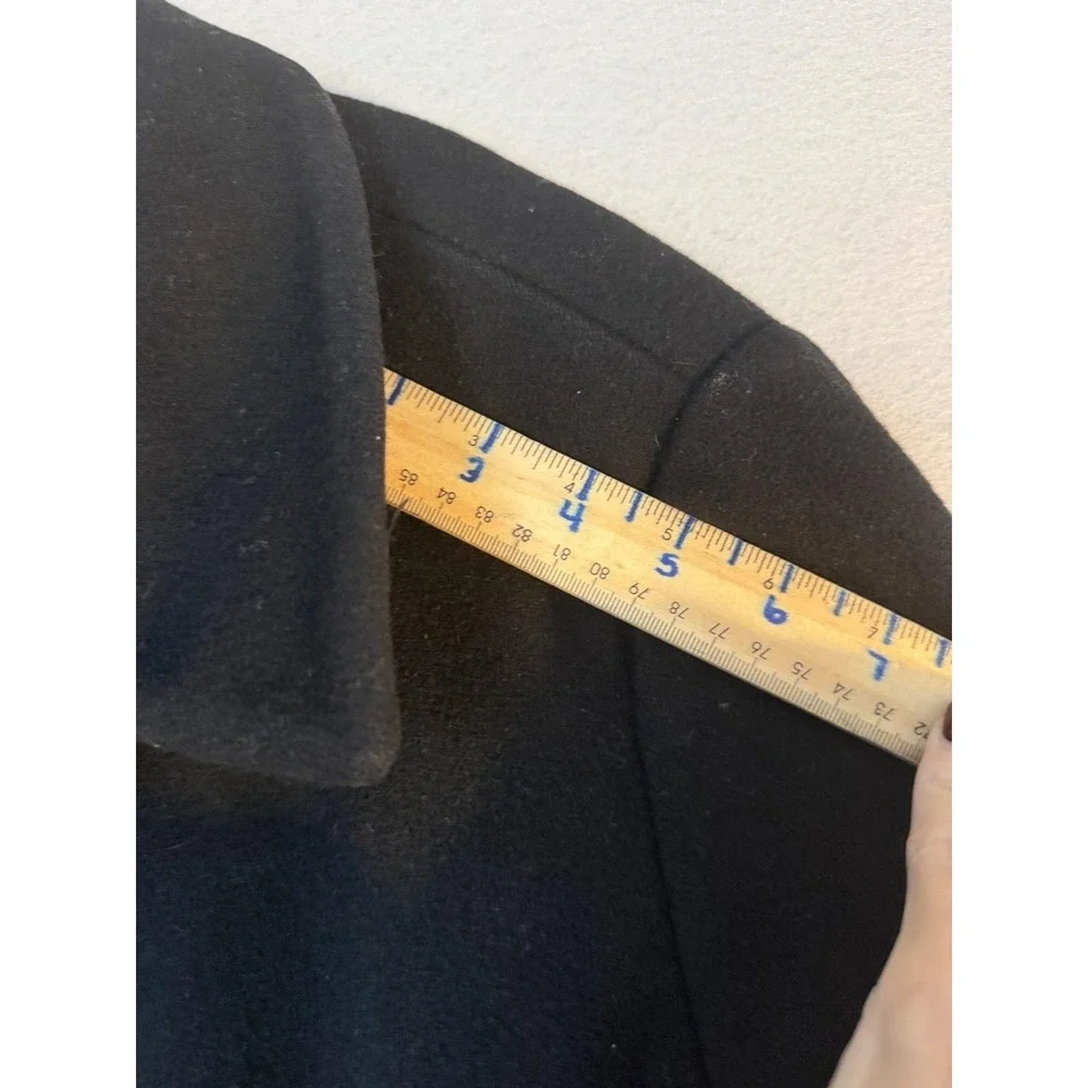 Anne Klein Coat Womens 16 Black Wool Single Breasted Collared Mid Length Lined